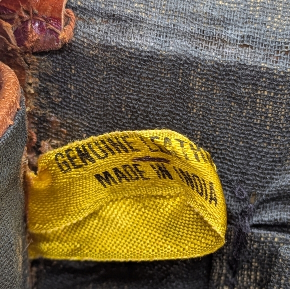 Vintage Orange Red Safari Elephant Leather Crossbody Bag Purse - Picture 10 of 14